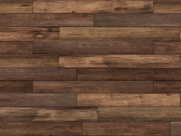 Rich brown hardwood flooring with a variety of wood grain patterns, adding warmth and character to any space.