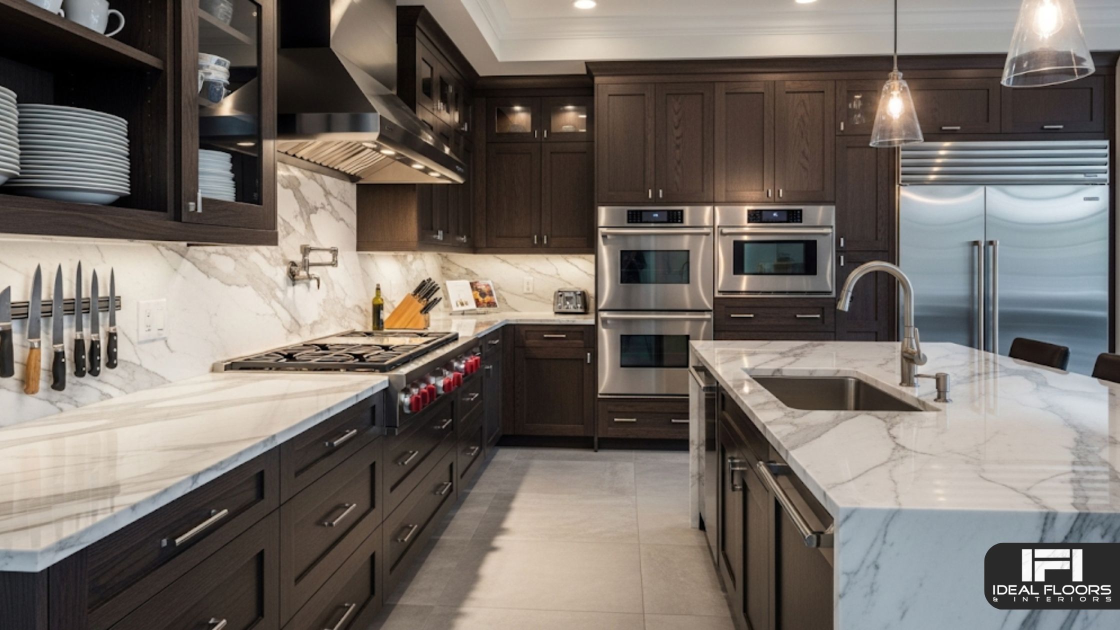 Coordinating tile colors with cabinetry and countertops